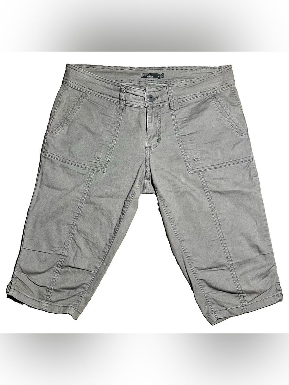 prAna Womens Cropped Pants Size 8 Gray Capri Knickers Hiking Outdoor Utility EUC